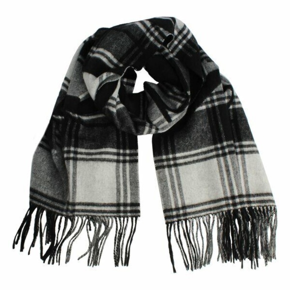 NWT Unisex ALLSAINTS Logo Reversible Plaid Scarf 100% Wool - Picture 11 of 12